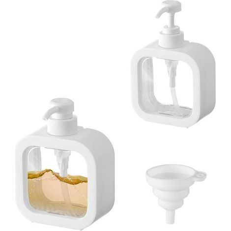 Distributeurs Savon 500ml - Plastique Transparent Robuste - Pompe Rechargeable Détachable - Pour Gel Douche et Liqui (1/5)