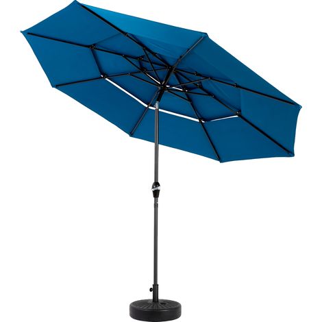 Sombrilla de jardin 3 niveles 10 pies auto-inclinable azul oscuro sin base HOMVRA (1/5)