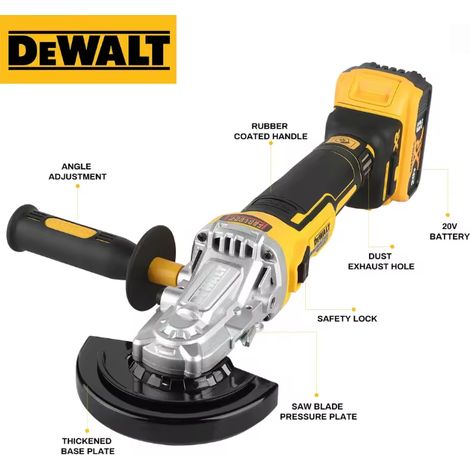 DEWALT DCG405FN Meuleuse d’angle sans fil 18V XR tête plate 125mm, brushless, outil nu, sans batterie ni chargeur (1/5)