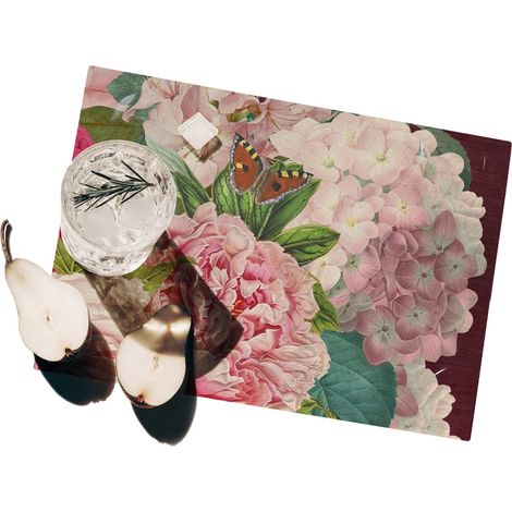 Set aus 2 waschbaren Kunststoff-Tischsets im Blumenstil Velvet