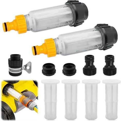 Filtre à Eau pour Tuyau d'Arrosage, 3/4 Inch Préfiltre avec Cartouches et Adaptateurs Rapides Compatible Nettoyeur Haute Pression Pompe de Jardin et Arrosage Filtre Anti-Calcaire et Dépôt (1/5)