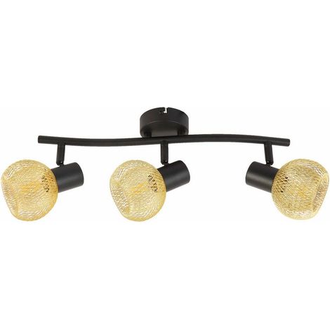 Plafoniera Reality Loretto nera 3 luci E14 oro rete (1/4)