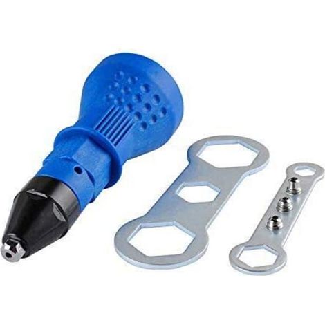 Pistolet à riveter sans fil Kit d'outils de perceuse à rivet électrique Adaptateur de rivet Insert Écrou Accessoires pour outils électriques à main (Bleu) (1/5)