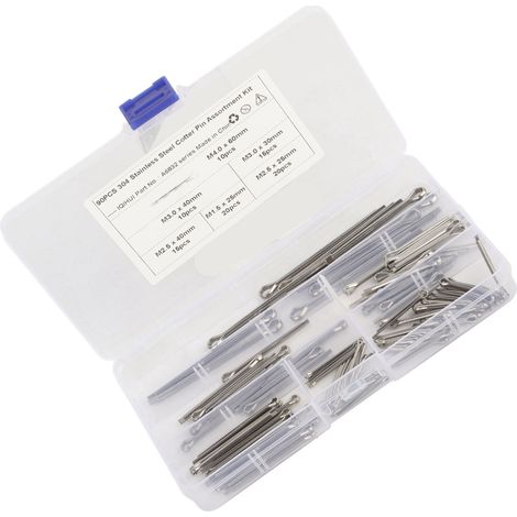 Kit de goupilles fendues en acier inoxydable, 6 tailles M1.6x25 M2.5x25/40 M3.0x30/40 M4x60 pour atelier auto, camion, réparation. (1/5)