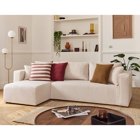 Topaze - abnehmbarer, umkehrbarer 4-sitzer aus cordstoff - beige