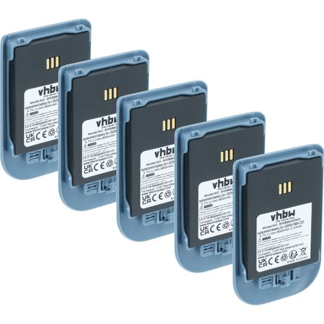 vhbw 5x Akku Ersatz für Alcatel 3BN78404AA, WH1-EABA/1A1, 0480468 für schnurlos Festnetz Telefon (900 mAh, 3,7 V, Li-Ion) Blau Grau