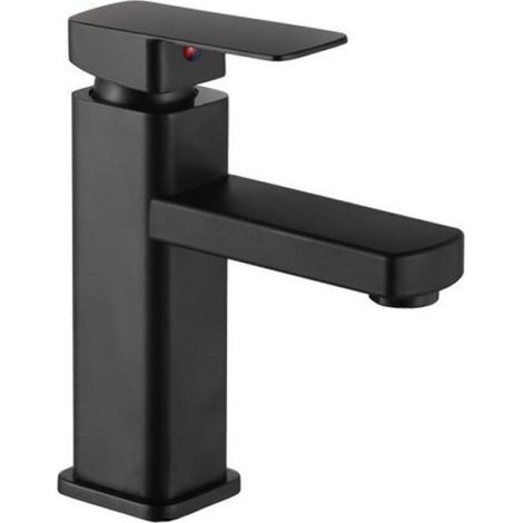 Robinet de salle de bain avec eau chaude , robinet d'évier en cuivre noir durable, extractible pour le lavage des mains (1/5)