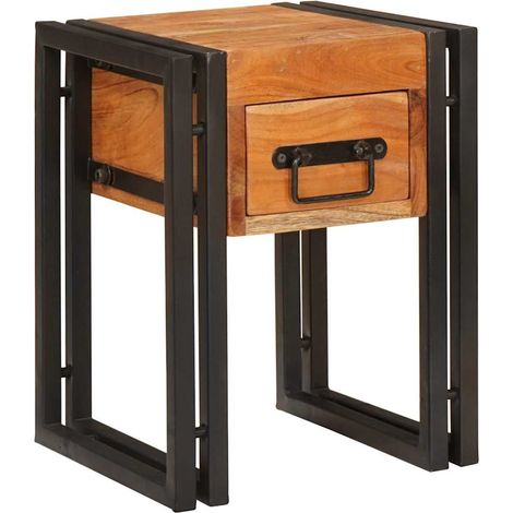 Beistelltisch mit Schubladen 30 x 30 x 40 cm Massivholz Akazie
