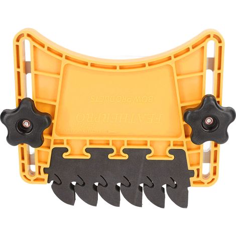 Poussoir de sécurité pour scie sur table avec featherboard et guide jaune pour tables de défonceuse et scies à ruban (1/5)