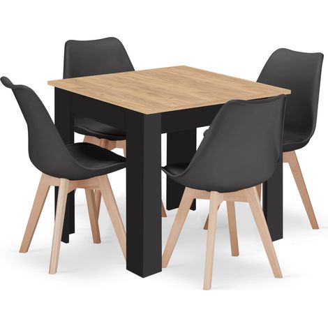Ensemble repas - leobert - mark - chene artisannoirpieds naturels - 80 x 80 cm - 5 pieces 211770366 (1/5)