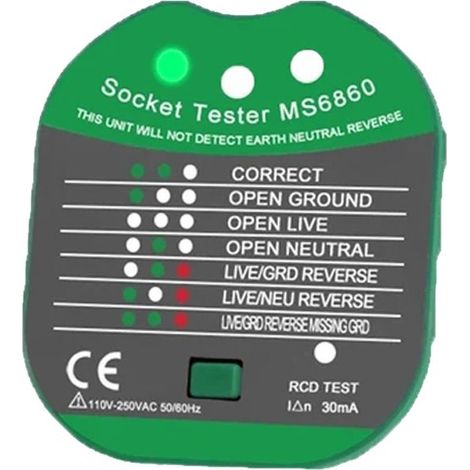 Comprobador de enchufes de pared Comprobador de enchufes profesional Detector de fase y polaridad de potencia