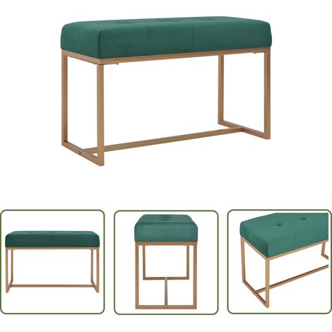 The Living Store Banc 80 cm Vert Velours - Banc Velours - Banc Entrée - Meuble Salle À Manger - Décoration Intérieure - Mobilier Design (1/5)
