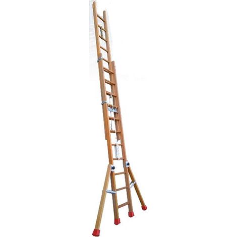 Echelle bois coulissante 2x11 barreaux - Hauteur à atteindre 4.46m - BCC2-300