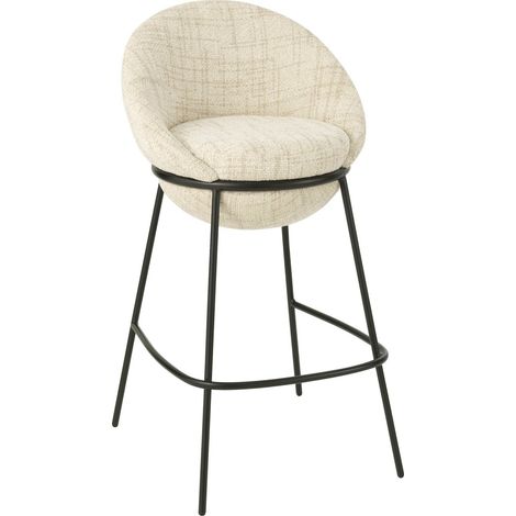 Tabouret de bar élégant métal beige assise confortable design - Beige naturel et noir profond (1/5)