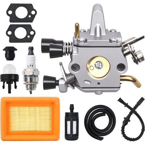 Carburateur pour STIHL FS120 FS200 FS250 FS300 FS350 FR350 Débroussailleuse, JRISBO Accessoire FS 250 Pièces de Rechange Carbu Kit avec Filtre à Air, Joint, Bougie, Pompe Amorcage (1/5)