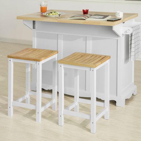 SoBuy Set of 2 Wooden Kitchen Breakfast Bar Stool, Kitchen Stool Dining Stool Bathroom Stool,FST29-WNx2 (1/5)