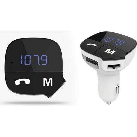 Aquarius Bluetooth Car Adapter FM Transmitter Hands-free Calling,Car Kit - White (1/5)