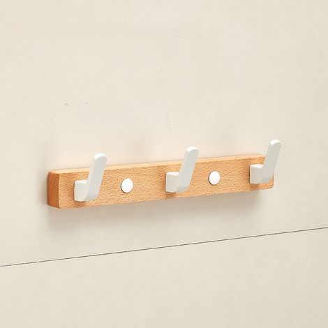 Attaccapanni murale decorativo per cappotti borse asciugamani cappelli, bianco, 3 ganci (1/5)