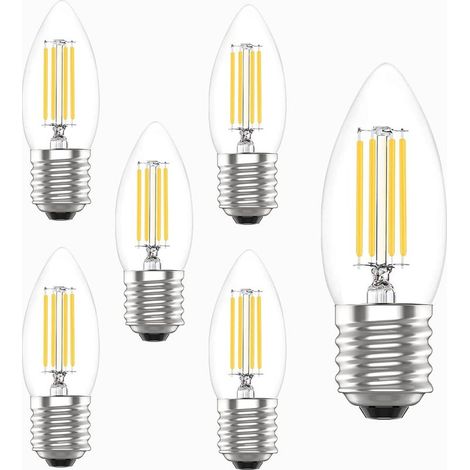 Ampoule LED E27 à vis Edison, 6 W (équivalent à 60 W), blanc chaud 2700 K, filament transparent non dimmable, lot de 6 [Classe énergétique A+] (1/5)
