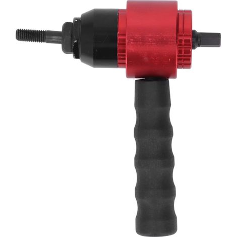 Kit adaptateur écrou à riveter pour perceuse, manche amovible, douille hexagonale, corps alliage aluminium rouge noir, 5 écrous, boîtier rangement, type à embrayage (1/5)