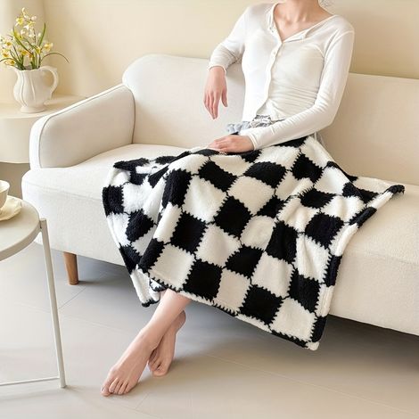 1 Couverture en flanelle à carreaux colorés  Épaisse, douce, convient aux lits simples et doubles, unisexe, polyvalente, idéale pour (1/5)