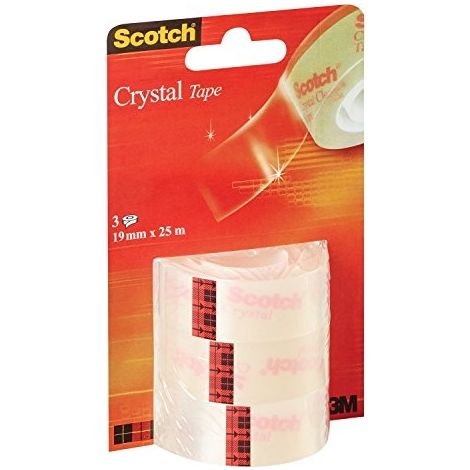 SCOTCH RUBAN ADHÉSIF ULTRA-TRANSPARENT SE DÉCHIRE À LA MAIN 3 ROULEAUX 19 MM X 25 M
