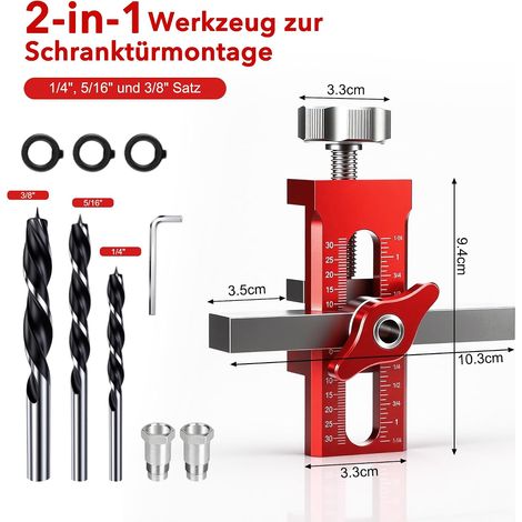 Herramienta de posicionamiento ajustable para puertas de armarios: Posicionador robusto y fácil de usar para la instalación de puertas de armarios en carpintería (rojo) (1/5)