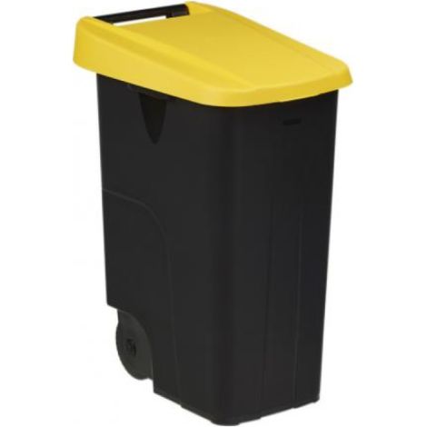 Poubelle de tri mobile Movatri - 85l - noir / jaune (1/3)
