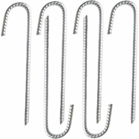 Lot de 6 piquets d’ancrage en acier galvanisé robuste pour barres d’armature en J - Pour chapiteaux, tonnelles, châteaux, tentes, trampolines, rebondissements, camping, filets de football (1/4)