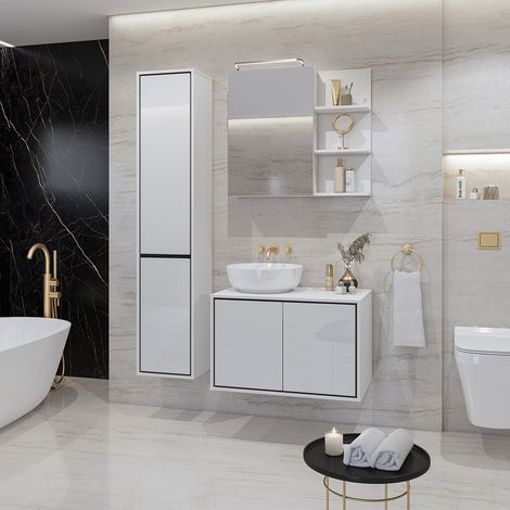 Set di mobili da bagno doppio lavabo Sophéa bianco