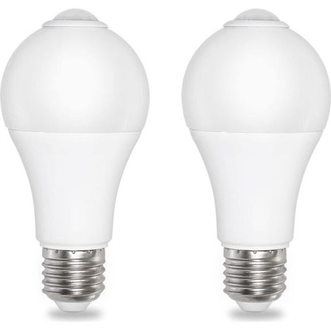 Ampoule Capteur Crépusculaire - E27 - 12 W - 1000 Lm - 6500 K - Angle Détection 120 Deg - Pour Entrée Jardin Extérieur Intérieur - Lot de 2
