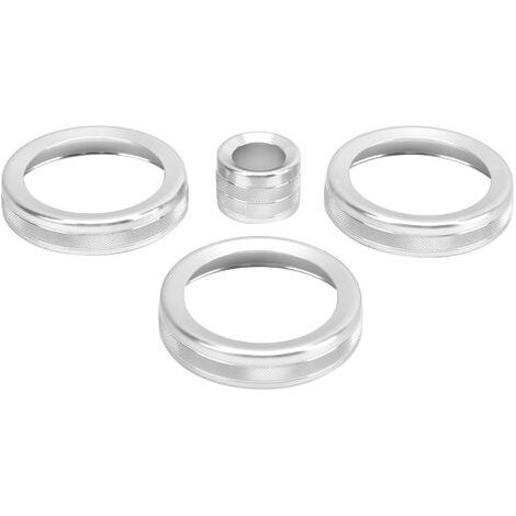 Embellecedor de 4 piezas para el anillo del botón del aire acondicionado, apto para Range Rover Evoque 2012-2018, color plata. (1/5)