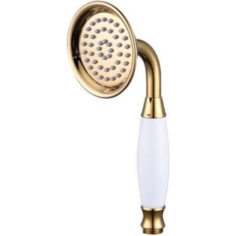 Pommeau de douche en laiton céramique or – Douchette ronde – Résistance à la rouille – Débit d'eau agréable – Installation facile