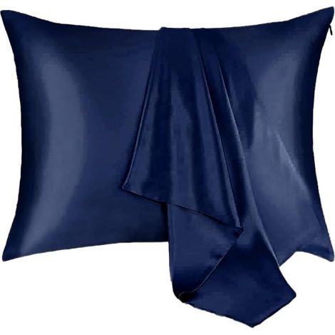 Taies d'oreiller en soie glacée, douces et respirantes, avec fermeture éclair invisible (M, 51 x 74 cm)