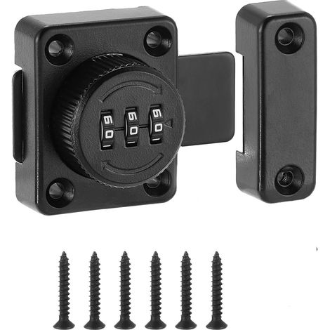 Pestillo de combinación para muebles, cerradura con llavero de aleación de zinc de 3 dígitos, llave resistente para cajón/armario unidireccional, color negro.