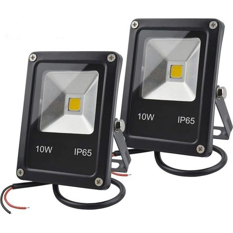12V DC LED Floodlight, 10W Mini IP65 Waterproof Outdoor Work Light, 900lm 3000K Warm White Security Light, 80W Equivalent Halogen Lamp, 2 Pack, Without Plug [Energy Class A++] (1/5)
