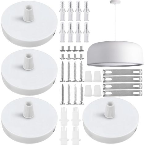 Lot de 4 lampes à baldaquin, auvent de plafond en métal blanc 80 mm, kit de suspension pour lampe à baldaquin, boîte de jonction en métal pour connexion de plafonnier, accessoires d'éclairage (1/5)