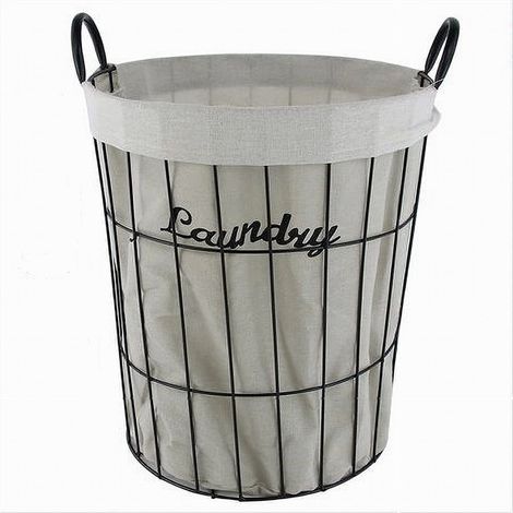 TRADE SHOP - Cesto Porta Biancheria Contenitore In Tessuto Con Struttura Metallo Bagno 10632 - (1/3)