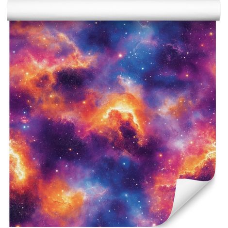 Papel pintado de galaxia en acuarela violeta, azul y morado 50x1000 cm (1/5)