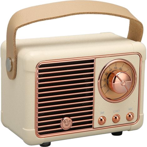 Enceinte Bluetooth rétro HiFi stéréo, transmission rapide, faible consommation d'énergie, portable, style vintage, pour la maison et l'extérieur, jaune (1/4)