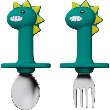 Baby Besteckset mit Dinosaurier-Motiv, Lernlöffel und Gabel für Kinder ab 18 Monaten (1/5)