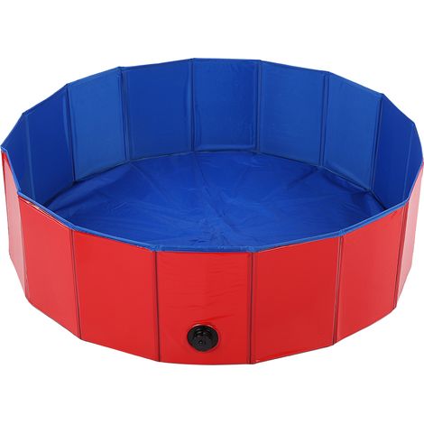 Piscine Pour Chien Pliable En PVC Avec Trou De Vidange Pour Bain Et Natation Animaux Domestiques Taille S Rouge (1/5)