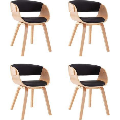 Maison Exclusive - Esszimmerstühle 4 Stk. Schwarz Bugholz und Kun