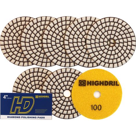 Disque de polissage diamant à sec - 8 pièces 100 Disques de polissage diamant pour pierre de granit, marbre, meuleuse ou polisseuse Dia 100 mm/4 pouces (1/5)