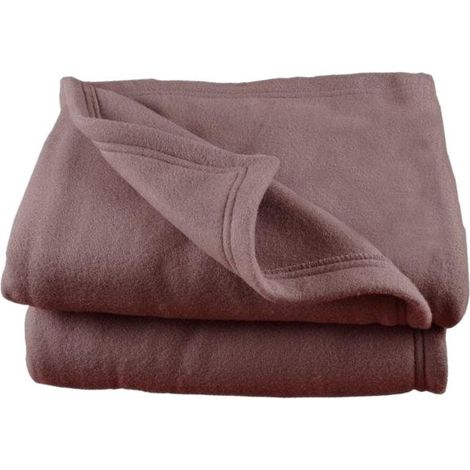 Couverture polaire 240 x 260 cm chocolat grande largeur