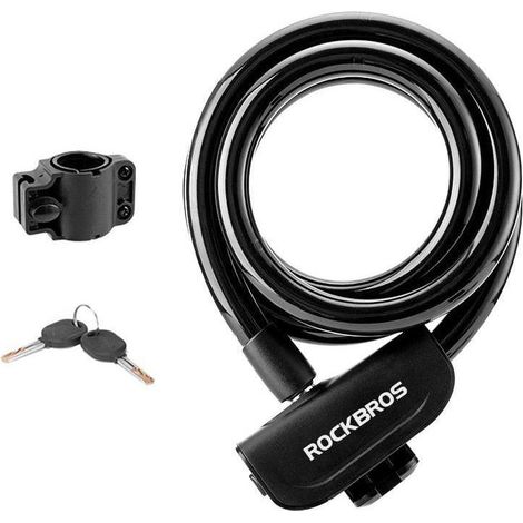 Lucchetto per bicicletta Rockbros RKS515-BK nero, con cavo e chiave. (1/5)