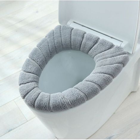 Housse De Siege De Toilette - Coussin Chauffant En Tissu Tricoté - Pour Salle De Bains Confortable Et Hygiénique - Lot De 4