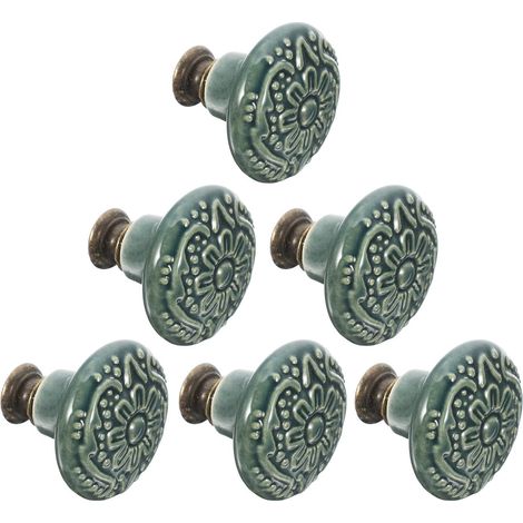Boutons de Meubles en Céramique Vert Clair Lot de 6 pour Commode et Tiroirs Style Luxe Léger Surface Lisse Usage Résidentiel (1/5)