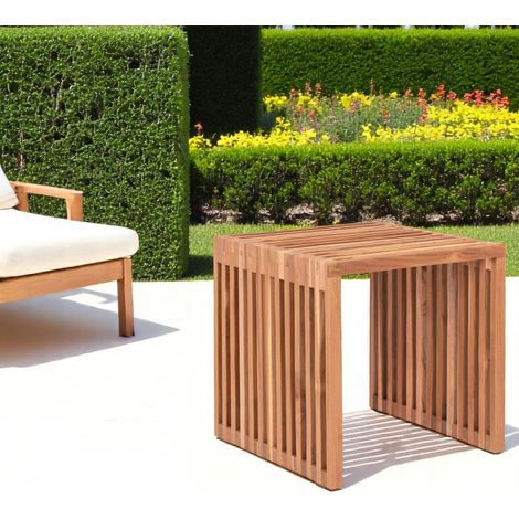 Table d'appoint de jardin en teck ajouré MENDOZA (1/4)