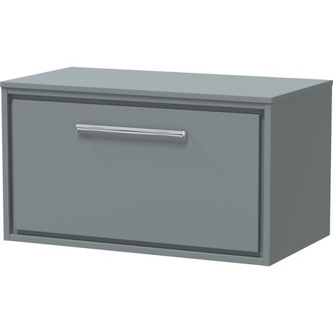 Balterley Longnor 800mm Framed Design Wall Hung Single Drawer Vanity with Worktop - Coastal Grey